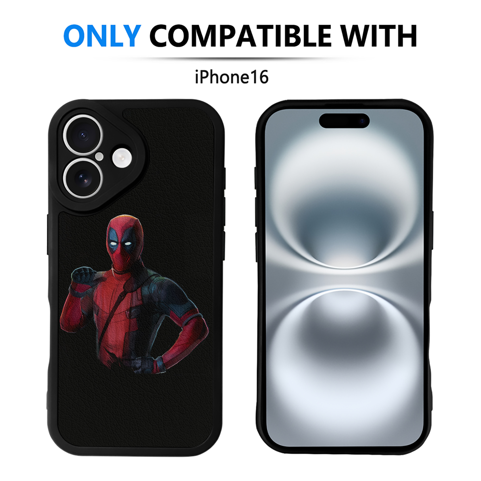 （画像用） Deadpool デッドプール 【iPhone 16シリーズ対応】シリコンスマホケース（レザー調） 材質：シリコン